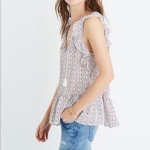 Madewell silk grid blouse small
